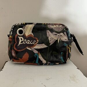 SAKROOTS Travel Cosmetic‎ Bag Make-up zipper Black River Peace Coated Canvas